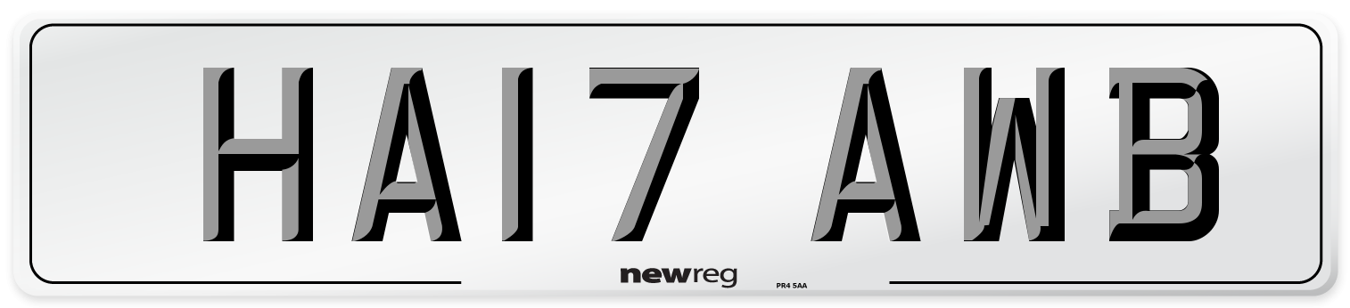 HA17 AWB Number Plate from New Reg